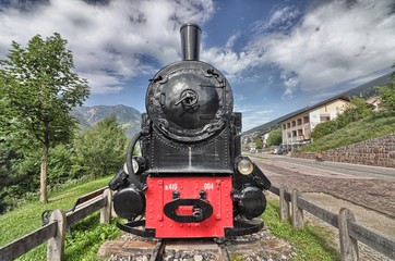 Old locomotive of the Val Gardena train, South Tyrol, Italy