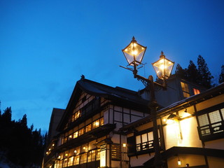 Fototapeta na wymiar the night view of ginzan onsen in yamagata, JAPAN