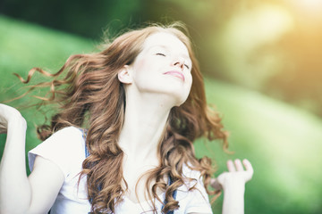 Naklejka premium red hair summer beauty 