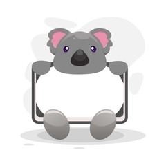 CUTE KOALA WITH WHITEBOARD CARTOON VECTOR