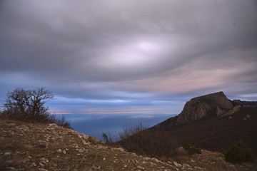 Beautiful Landscape on two mountains and cloud