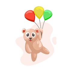 ADORABLE BEAR WITH BALLOON CARTOON VECTOR