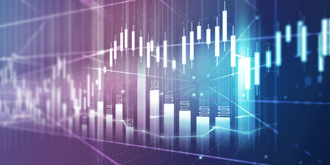 Financial Stock market chart with abstract background. Digital illustration..