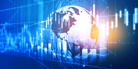 Fototapeta na wymiar Financial Stock market chart with abstract background. Digital illustration..