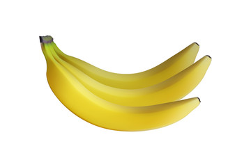3D yellow banana bunch