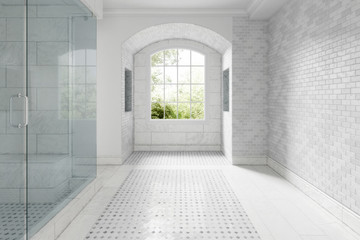 Empty renovated old building bathroom - 3d visualization