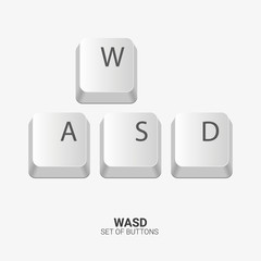 WASD. Keyboard buttons on white background. Vector illustration.