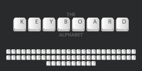 Technology Computer Keyboard button alphabet on dark background.