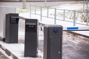 barrier in a car park near a shopping center