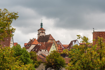 Autumn at Rothenburg ob der Tauber, medieval architecture from above at autumn. 