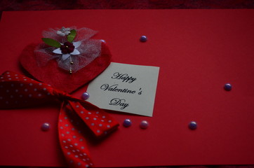 Happy Valentine's Day card with sign and peper hearts