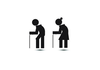 Elderly couple walking. Vector illustration of a flat design.Icon people for USE.