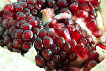 Pomegranate. Ripe, juicy, red, pomegranate seeds.