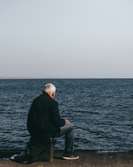 Fototapeta premium old man fishing