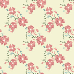 Fototapeta na wymiar Fashionable cute pattern in nativel flowers. Floral seamless background for textiles, fabrics, covers, wallpapers, print, gift wrapping