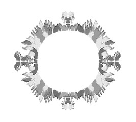 Frame with hand-drawn ikat motif ornament. Vector card decor. Isolated circular ornate