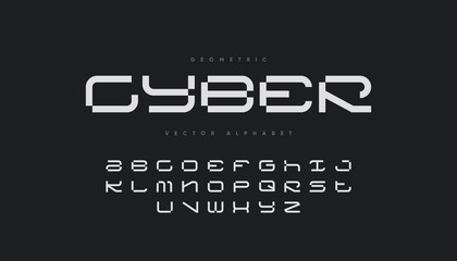 Cyber sports font design. Futuristic vector alphabet.