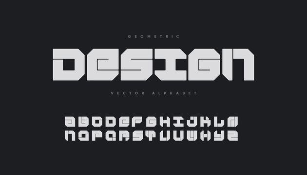Bold geometric font design. Digital typography. Eps10 vector.