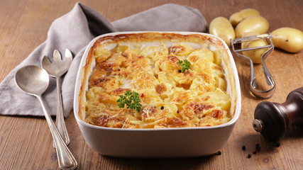 baked potato with cheese and cream- gratin dauphinois, french dish