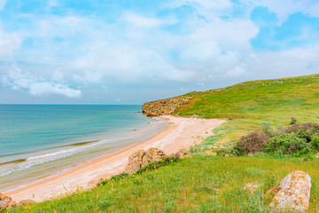 Crimea- natural landscape. Kerch- Azov sea. Scenery background- vacation destinations