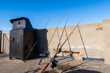 fishing rods on the beach