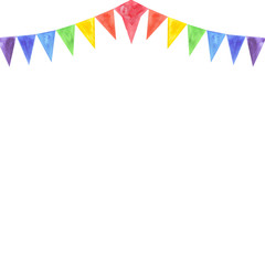 Obraz premium watercolor rainbow flags garland frame, border. Template