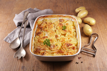 baked potato with cheese and cream- gratin dauphinois, french dish