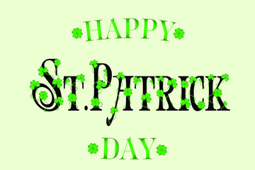 Vector illustration. Handwritten, elegant, modern inscription for St. Patrick's Day on a white background. Floral font design
