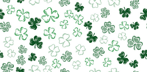 St. Patrick's Day. Sketch set clover. Hand drawn illustration.