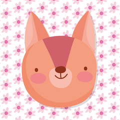 cute squirrel face flowers decoration background