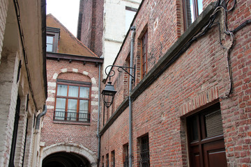 brick houses at brigittines square in lille (france) 