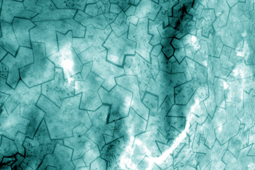 Old linoleum with pattern with blur effect in cyan tone.