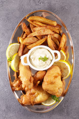 fish and chips with sauce