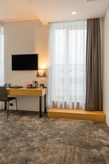 Interior of a hotel room, work space