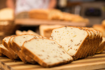 Gluten free bread with flax seeds.