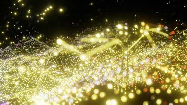 Plexus of abstract yellow dots - Powered by Adobe