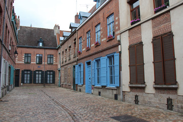 Fototapeta na wymiar brick houses at brigittines square in lille (france) 