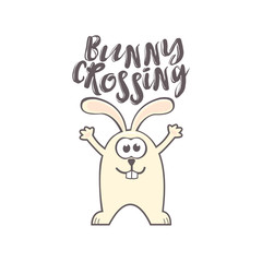Easter greeting card with rabbit and text