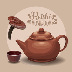 Reishi mushroom ( Ganoderma lucidum ) or lingzhi mushroom. Healthy organic superfood