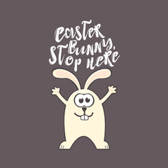 Easter greeting card with rabbit and text