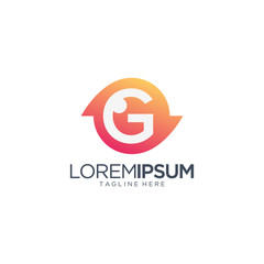 Fototapeta premium Letter G With Eye Shape Logo Vector Template