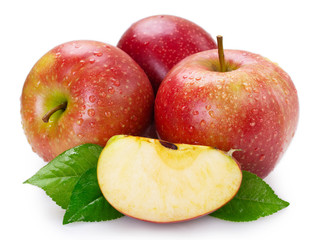 Fresh red apple isolated on white background