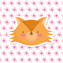 cute fox face flowers ornate decoration background