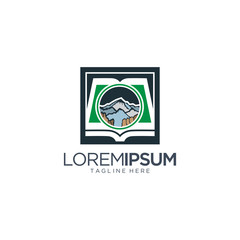 Book And Mountain Logo Vector Template