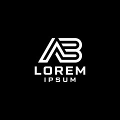 AB Letter With Linked Line Initial Logo Design 