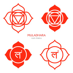 Muladhara, root chakra symbol. Colorful mandala. Vector illustration