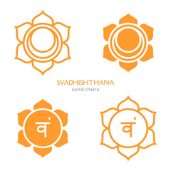 Svadhishthana, sacral chakra symbol. Colorful mandala. Vector illustration