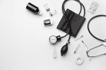 First aid kit on white background
