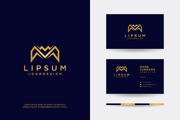 Letter M Logo Line Luxury Logo with Business Card