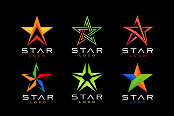 Set of abstract colorful Star logo design concept